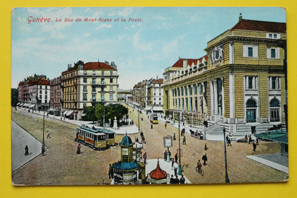 Ansichtskarte AK Genf / Post / 1910-1920 / Gebäude – Straßenbahn  – Häuser